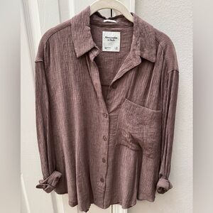 Abercrombie & Fitch Brown Boxy Button Down Shirt